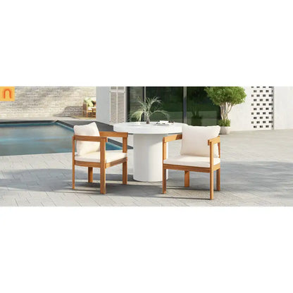 Outdoor Dining Chair Acacia Wood Teak Set of 2