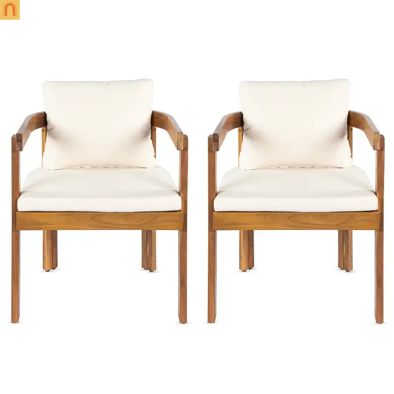 Outdoor Dining Chair Acacia Wood Teak Set of 2