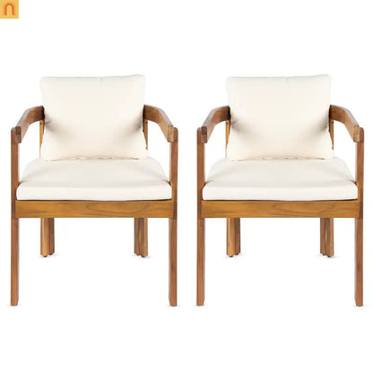 Outdoor Dining Chair Acacia Wood Teak Set of 2