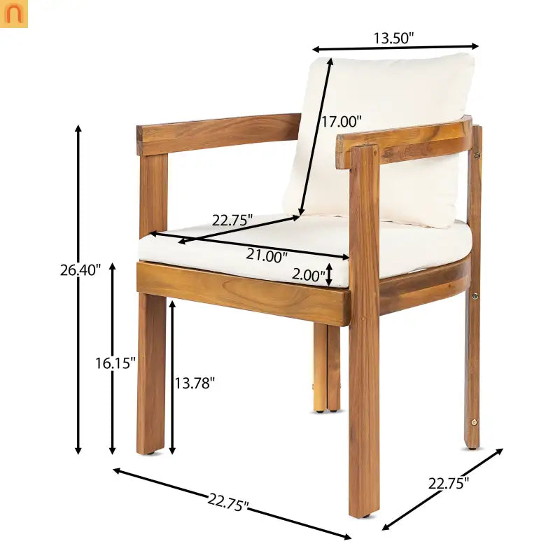 Outdoor Dining Chair Acacia Wood Teak Set of 2