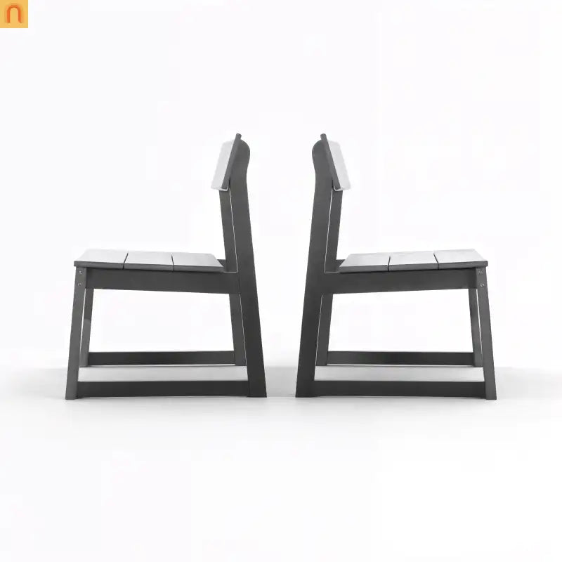 Outdoor Dining Chair HDPE Gray Weather Resistant Set of 2