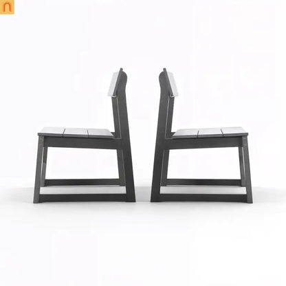 Outdoor Dining Chair HDPE Gray Weather Resistant Set of 2
