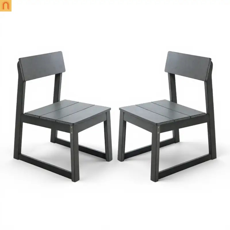 Outdoor Dining Chair HDPE Gray Weather Resistant Set of 2