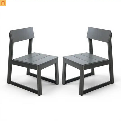 Outdoor Dining Chair HDPE Gray Weather Resistant Set of 2
