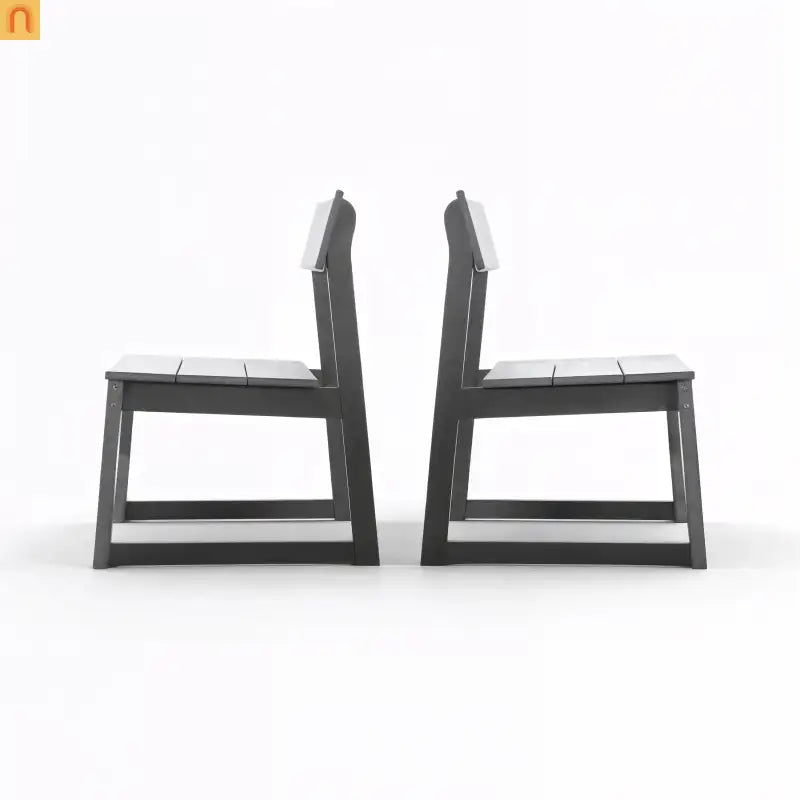 Outdoor Dining Chair HDPE Gray Weather Resistant Set of 2