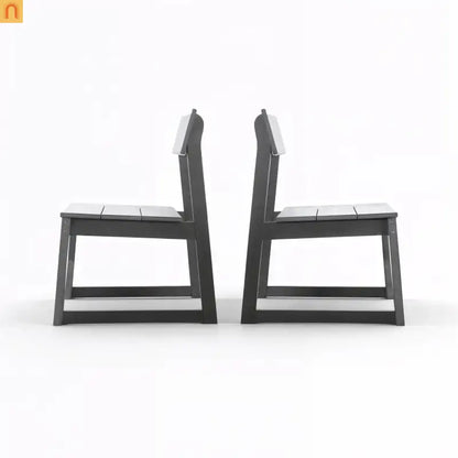 Outdoor Dining Chair HDPE Gray Weather Resistant Set of 2