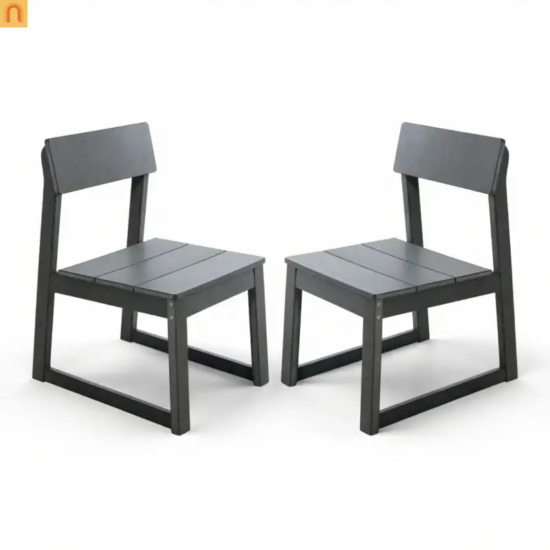 Outdoor Dining Chair HDPE Gray Weather Resistant Set of 2
