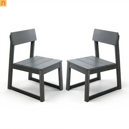 Outdoor Dining Chair HDPE Gray Weather Resistant Set of 2
