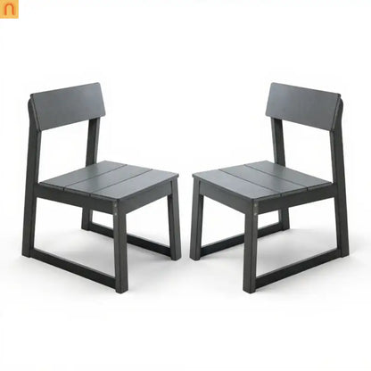 Outdoor Dining Chair HDPE Gray Weather Resistant Set of 2