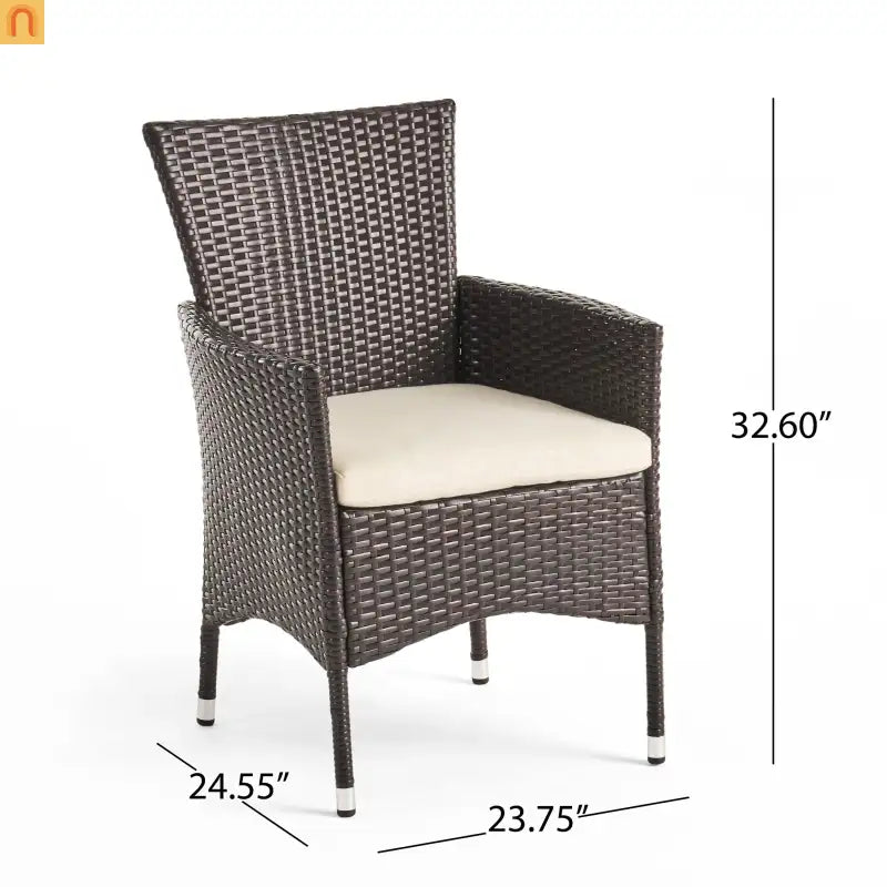 Outdoor Dining Chair PE Rattan Multibrown Modern Curved with Cushion