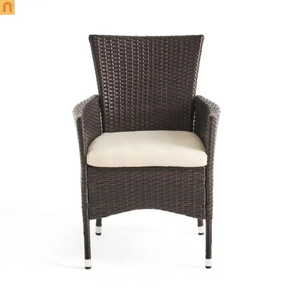 Outdoor Dining Chair PE Rattan Multibrown Modern Curved with Cushion