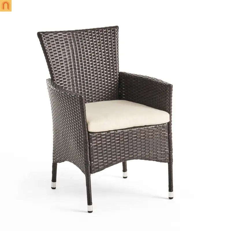 Outdoor Dining Chair PE Rattan Multibrown Modern Curved with Cushion