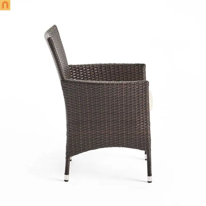 Outdoor Dining Chair PE Rattan Multibrown Modern Curved with Cushion