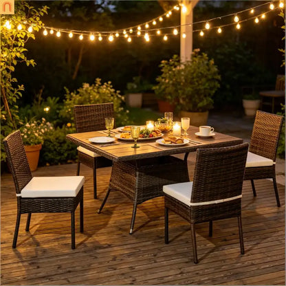 Outdoor Dining Chair PE Rattan Brown Cream White Set of 4