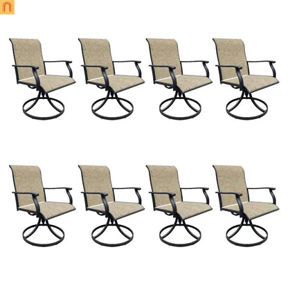 Outdoor Dining Chair Textilene Black Brown Swivel 360 Degree Set of 2