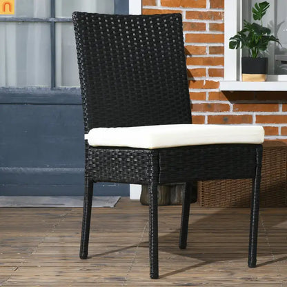 Outdoor Dining Chair PE Rattan Cream White Cushion 264 lb Set of 4