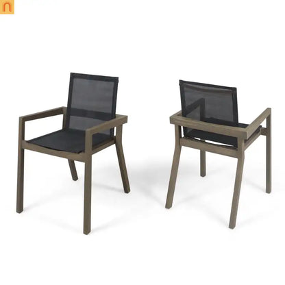Acacia Wood Outdoor Dining Set 7 Piece Expandable Gray
