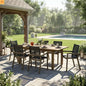 Acacia Wood Outdoor Dining Set 7 Piece Expandable Gray