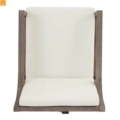 Outdoor Dining Set Acacia Wood Beige Cushion 7 Piece Slatted Seats 6
