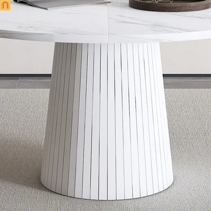 Dining Table Round Marble Veneer White Farmhouse 47in Seats 4