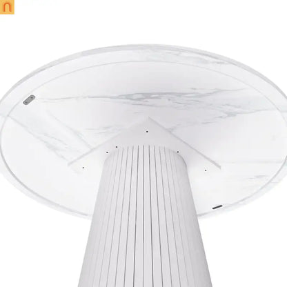 Dining Table Round Marble Veneer White Farmhouse 47in Seats 4
