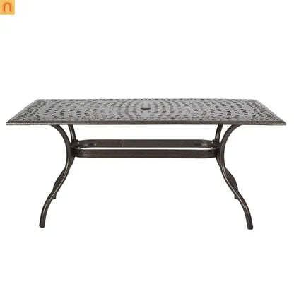 Outdoor Dining Table Cast Aluminum Bronze Floral Lattice 67in