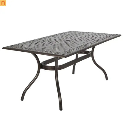 Outdoor Dining Table Cast Aluminum Bronze Floral Lattice 67in
