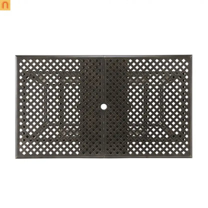 64" Outdoor Dining Table Acacia Wood Iron Frame Black