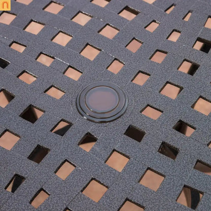 Outdoor Round Dining Table Cast Aluminum Bronze Umbrella Hole 47.75in