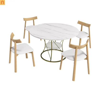 Oval Marble Dining Set Extendable White Gold Base Seats 6