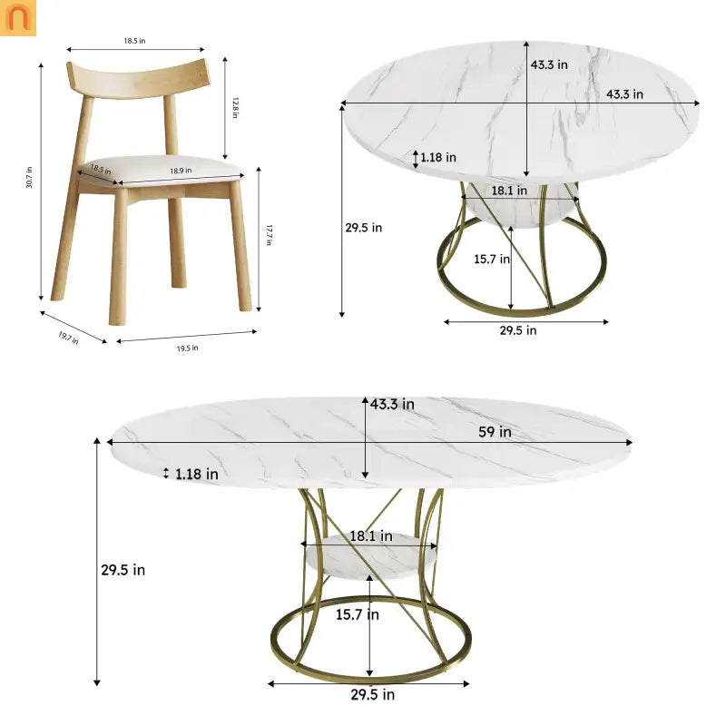 Oval Marble Dining Set Extendable White Gold Base Seats 6