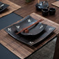 Black with Japanese Character Dinner Set