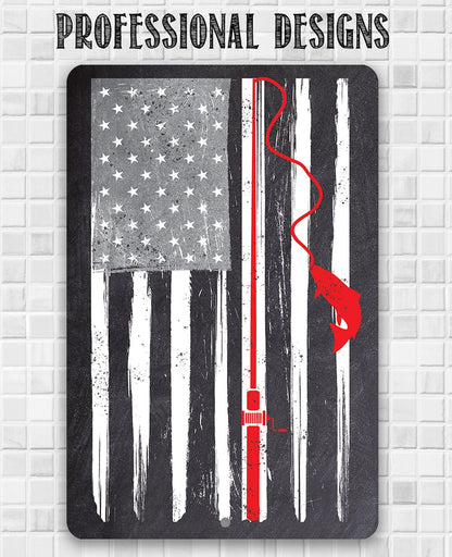 Distressed Flag Fishing - Metal Sign