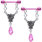 Pink Paradise Dangle Nipple Ring Set Created with Crystals