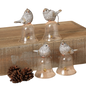 Holiday Bird On Top Of Glass Bell - Ornament