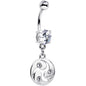 Clear CZ Gem Triskele Spiral Dangle Belly Ring