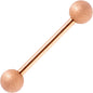 14G 5/8 Rose Gold Color PVD Sandblasted Barbell Tongue Ring