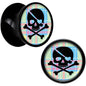 Black Acrylic Pink Green Plaid Heart Skull Saddle Plug Set 00G