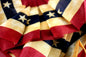 American Flag Bunting Garland 72" Long Poly Fabric - Antiqued