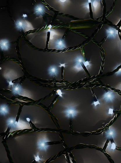 Jingle Bright 100 LED Light Set - Cool White Twinkle - Green Wire