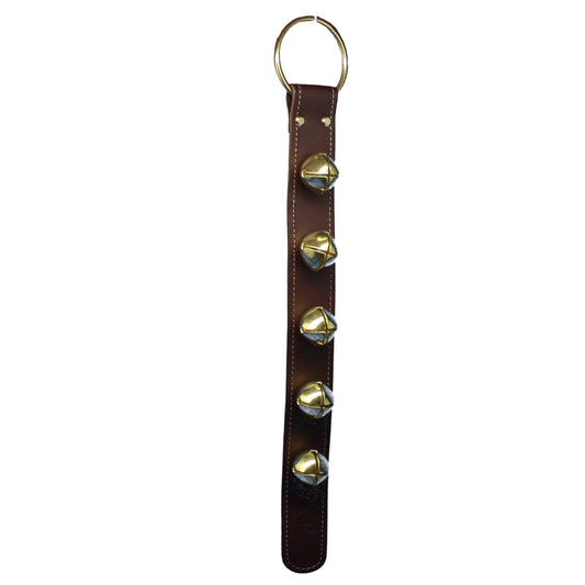 Sleigh Bell Strap with 5 Brass Bells - Brown