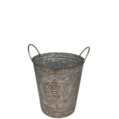 Honey Bee Embossed Galvanized Bucket -