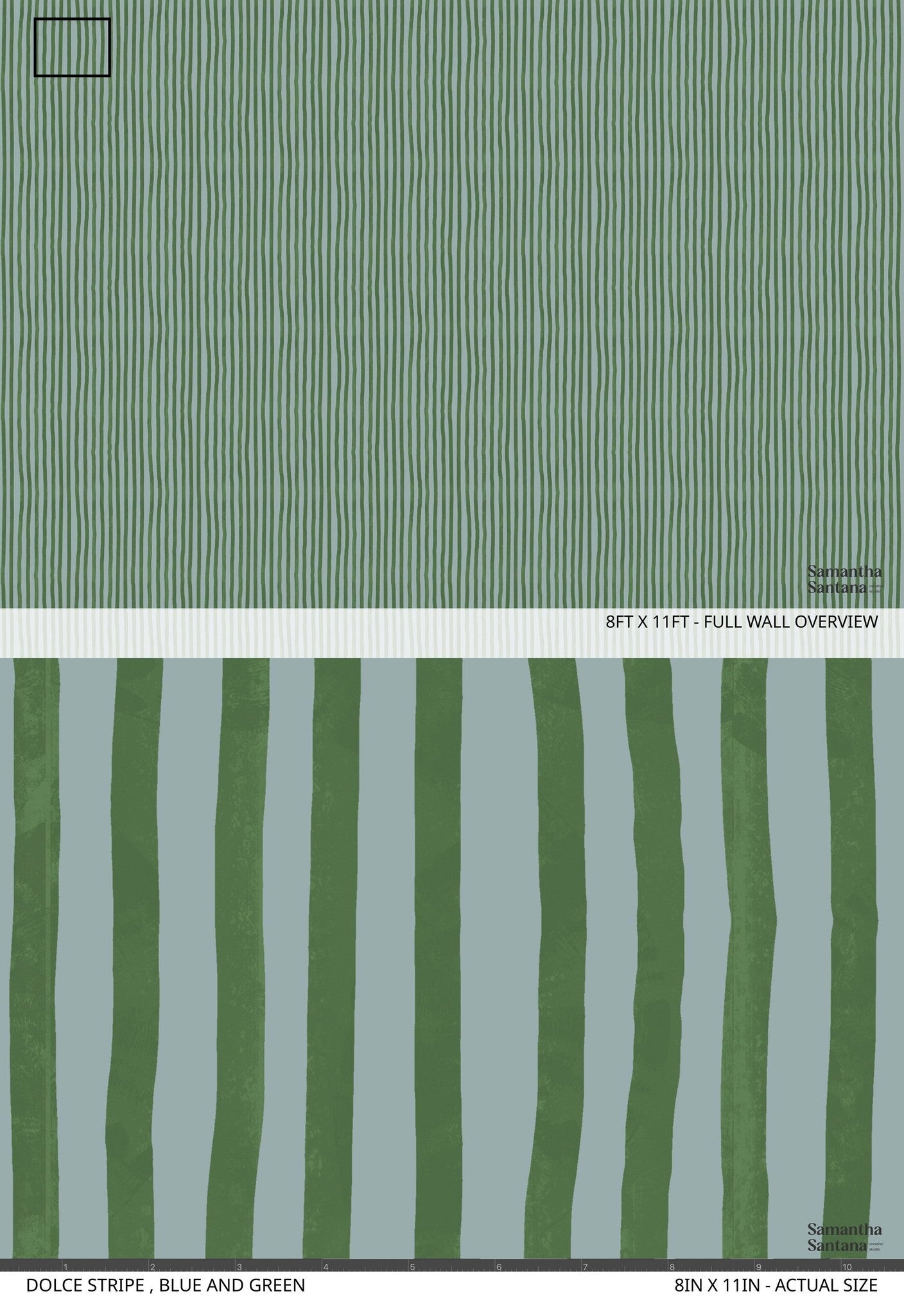 Dolce Stripe Wallpaper, blue and green