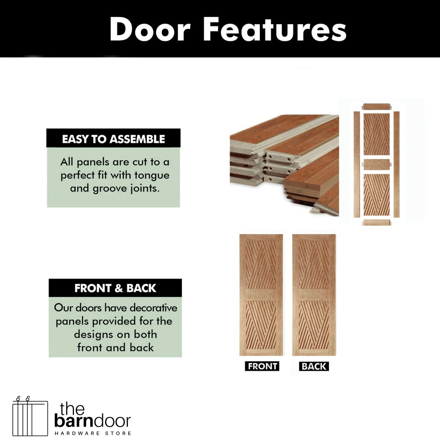Diamond Pattern Double Door Barn Door Kit | Black Barn Door Hardware