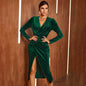 Double Crazy Wrap Detail Glitter Velvet Dress