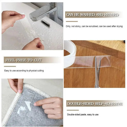 Double Sided Magic Transparent Reusable Waterproof Easy Use Tape Home Accessories Useful Multipurpose Tapes