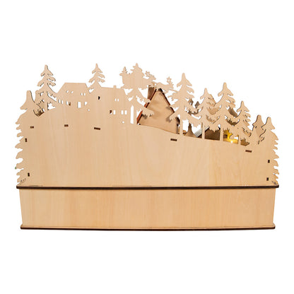 Light-Up Wooden Christmas Village With Santa