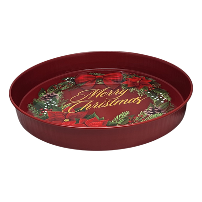 Huge Deep Round 13.5" Tray - Merry Christmas