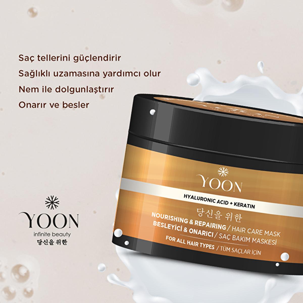 Yoon Keratin Hair Mask with Hyaluronic Acid - Intensive Repair & Nourishment for Damaged Hair, Vegan & Cruelty-Free