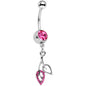 Pink Gem Leaves of Fall Dangle Belly Ring